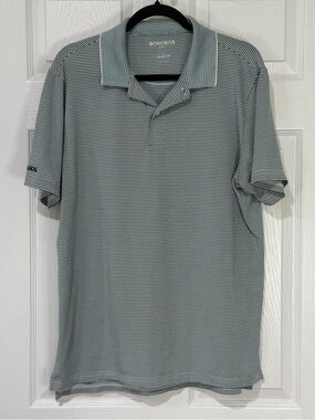 Bonobos Men's Teal Green & White Micro-Stripe Polo